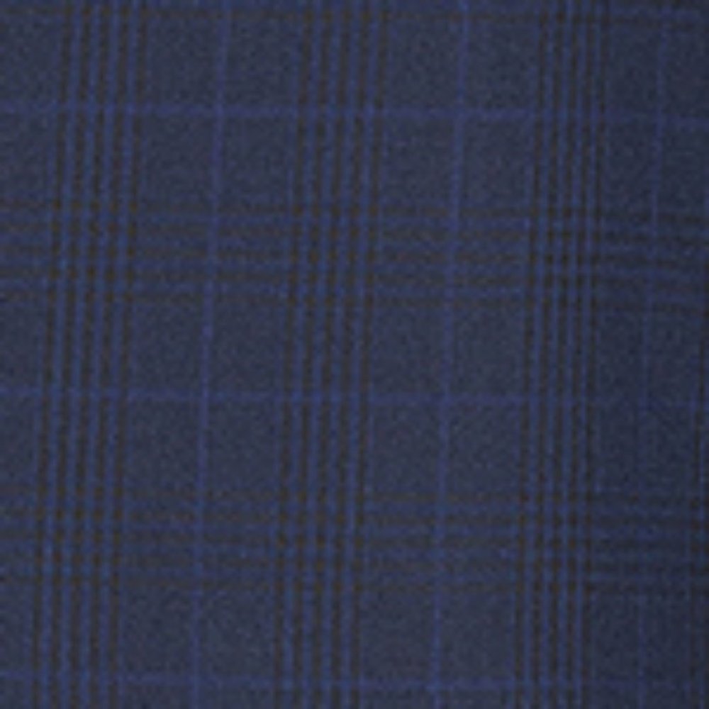 Luxurious Men's Double-Breasted Glen Plaid Suit-Navy - Picture 2 of 2